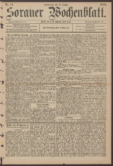 Sorauer Wochenblatt, Nr. 14. (17. Januar 1895)