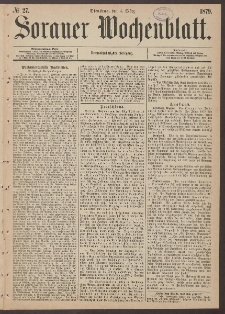 Sorauer Wochenblatt, No. 27. (4. M&auml;rz 1879)