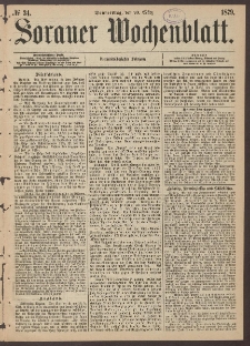 Sorauer Wochenblatt, No. 34. (20. M&auml;rz 1879)