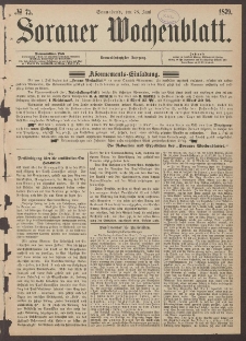 Sorauer Wochenblatt, No. 75. (28. Juni 1879)