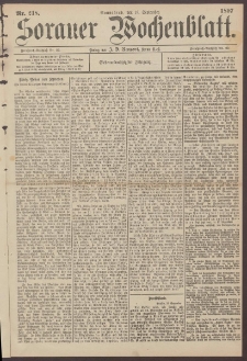 Sorauer Wochenblatt, Nr. 218. (18. September 1897)