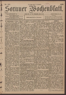 Sorauer Wochenblatt, No. 210. (8. September 1896)