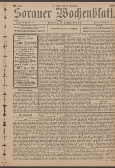 Sorauer Wochenblatt, No. 227. (27. September 1896)