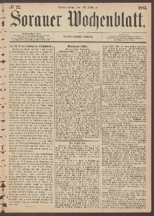Sorauer Wochenblatt, No. 22. (22. Februar 1883)