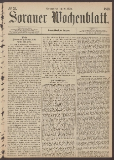 Sorauer Wochenblatt, No. 29. (10. M&auml;rz 1883)