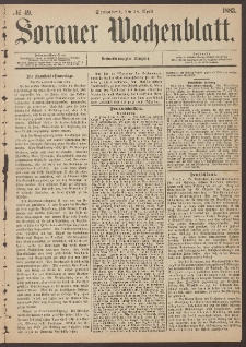 Sorauer Wochenblatt, No. 49. (28. April 1883)