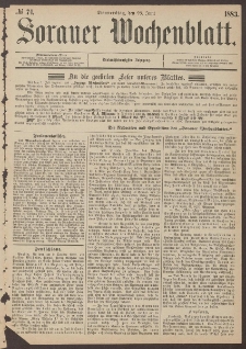 Sorauer Wochenblatt, No. 74. (28. Juni 1883)