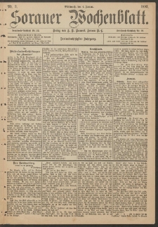 Sorauer Wochenblatt, Nr. 3. (4. Januar 1893)