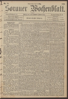 Sorauer Wochenblatt, Nr. 72. (25. M&auml;rz 1893)