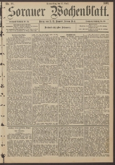 Sorauer Wochenblatt, Nr. 91. (20. April 1893)