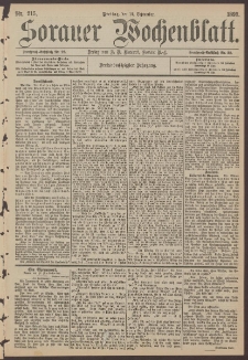 Sorauer Wochenblatt, Nr. 215. (15. September 1893)