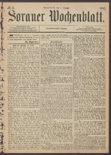 Sorauer Wochenblatt, No. 3. (7. Januar 1882)