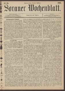 Sorauer Wochenblatt, No. 20. (16. Februar 1882)