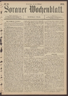 Sorauer Wochenblatt, No. 22. (21. Februar 1882)