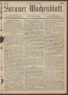 Sorauer Wochenblatt, No. 31. (14. M&auml;rz 1882)