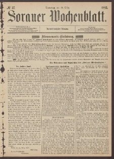 Sorauer Wochenblatt, No. 37. (28. M&auml;rz 1882)