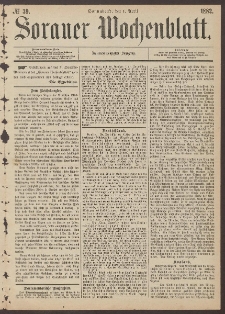 Sorauer Wochenblatt, No. 39. (1. April 1882