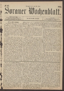 Sorauer Wochenblatt, No. 67. (10. Juni 1882)