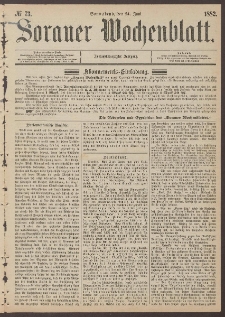 Sorauer Wochenblatt, No. 73. (24. Juni 1882)