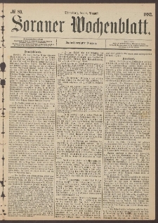 Sorauer Wochenblatt, No. 89. (1. August 1882)