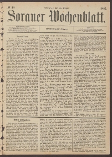 Sorauer Wochenblatt, No. 98. (22. August 1882)