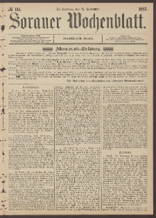 Sorauer Wochenblatt, No. 114. (28. September 1882)