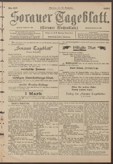 Sorauer Tageblatt (Sorauer Wochenblatt), Nr. 218. (18. September 1898)