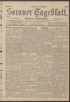 Sorauer Tageblatt (Sorauer Wochenblatt), Nr. 277. (27. November 1898)