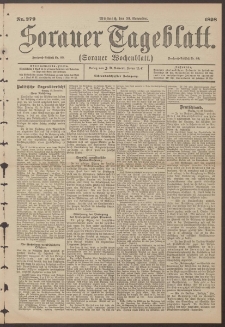Sorauer Tageblatt (Sorauer Wochenblatt), Nr. 279. (30. November 1898)