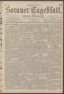 Sorauer Tageblatt (Sorauer Wochenblatt), Nr. 74. (29. M&auml;rz 1898)