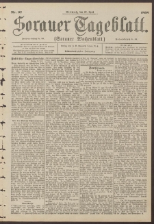 Sorauer Tageblatt (Sorauer Wochenblatt), Nr. 97. (27. April 1898)