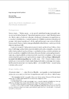 Język polityki w nazwach ulic? Przypadek Warszawy = Political language in street names? The case of Warsaw