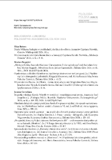 Bibliografia lubuskiej polonistyki akademickiej za rok 2024