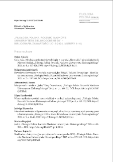 "Filologia Polska. Roczniki Naukowe Uniwersytetu Zielonog&oacute;rskiego" - bibliografia zawartości (2015-2024, numery 1-10)