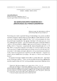 Na genologicznych manowcach - "Zwierciadło dla panien zakonnych" = On the genological byways - "A Mirror For Nuns"