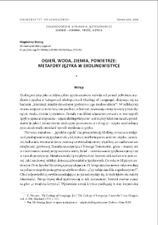 Ogień, woda, ziemia, powietrze: metafory języka w ekolingwistyce = Fire, water, earth, air: language metaphors in ecolinguistics