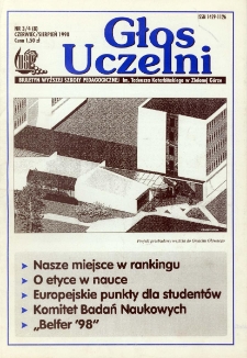 Głos Uczelni: biuletyn Wyższej Szkoły Pedagogicznej im. Tadeusza Kotarbińskiego w Zielonej G&oacute;rze, nr 3/4 (czerwiec/sierpień 1998)