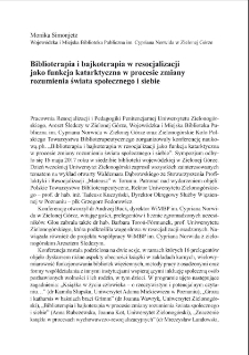 Biblioterapia i bajkoterapia w resocjalizacji jako funkcja katarktyczna w procesie zmiany rozumienia świata społecznego i siebie