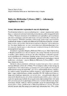 Bałtycka Biblioteka Cyfrowa (BBC) - informacja regionalna w sieci = Baltic Digital Library (BBC) - regional information on the web