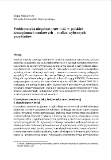 Problematyka niepełnosprawności w polskich czasopismach naukowych - analiza wybranych przykład&oacute;w = The issue of disability in Polish academic journals ? the analysisof selected cases