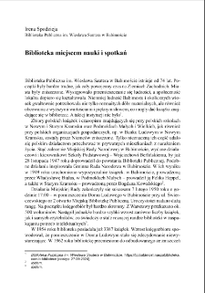 Biblioteka miejscem nauki i spotkań = The Library as a Place for Learning and Meetings