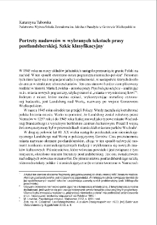 Portrety nadawc&oacute;w w wybranych tekstach prasy postlandsberskiej. Szkic klasyfikacyjny = Portraits of Broadcasters in Selected Postlandsberg Press Texts Classification Draft