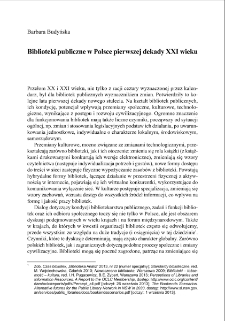 Biblioteki publiczne w Polsce pierwszej dekady XXI wieku = Public libraries in Poland in the first decade of the 21st century