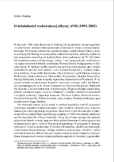 O działalności wydawniczej oficyny AND (1993-2003) = Activity of the AND Publishing House (1993-2003)