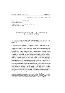 O kulturze akademickiej w pierwszych dekadach XXI wieku = On academic culture in the first decades of the 21st century