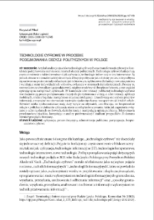 Technologie cyfrowe w procesie podejmowania decyzji politycznych w Polsce
