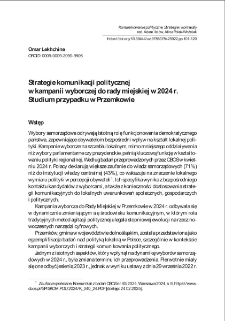 Strategie komunikacji politycznej w kampanii wyborczej do rady miejskiej w 2024 r. Studium przypadku w Przemkowie