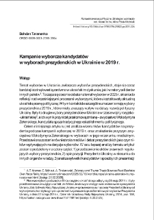 Kampanie wyborcze kandydat&oacute;w w wyborach prezydenckich w Ukrainie w 2019 r.