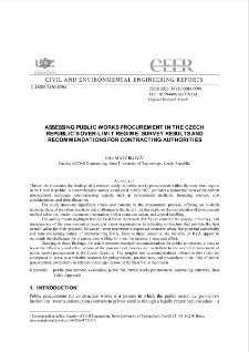 Assessing Public Works Procurement in the Czech Republic`s over-limit Regime: Survey Results and Recommendations for Contracting Authorities