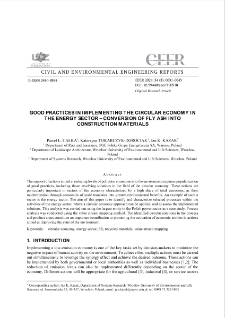 Good Practices in Implementing the Circular Economy in the Energy Sector - Conversion of Fly Ash into Construction Materials